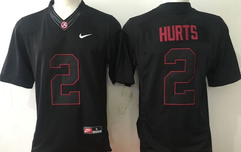 Men Alabama Crimson Tide 2 Hurts Black Nike 2025 NCAA Jersey